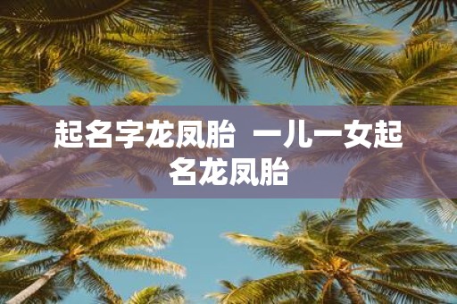 起名字龙凤胎 一儿一女起名龙凤胎