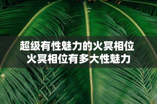 超级有性魅力的火冥相位 火冥相位有多大性魅力