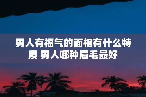 男人有福气的面相有什么特质 男人哪种眉毛最好
