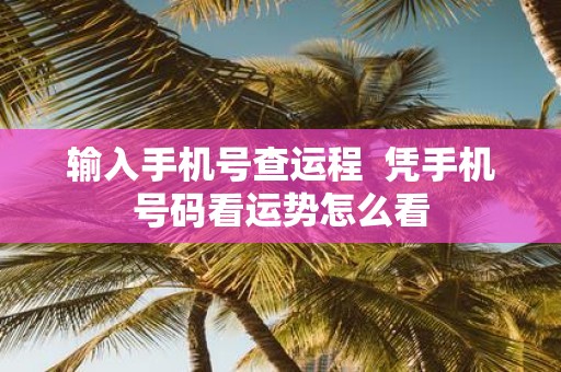 输入手机号查运程 凭手机号码看运势怎么看