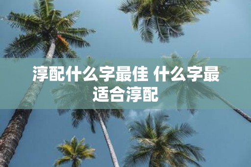淳配什么字最佳 什么字最适合淳配