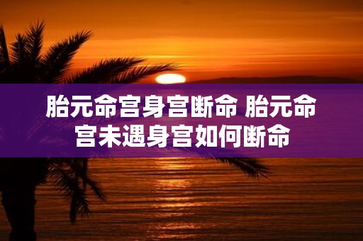 胎元命宫身宫断命 胎元命宫未遇身宫如何断命
