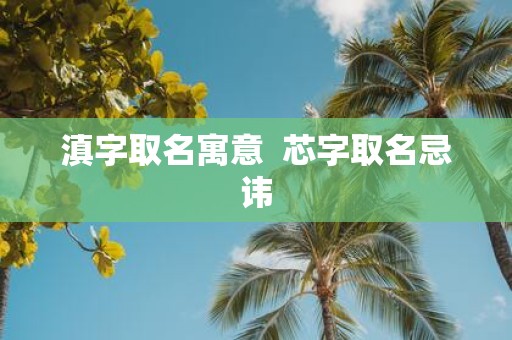滇字取名寓意 芯字取名忌讳