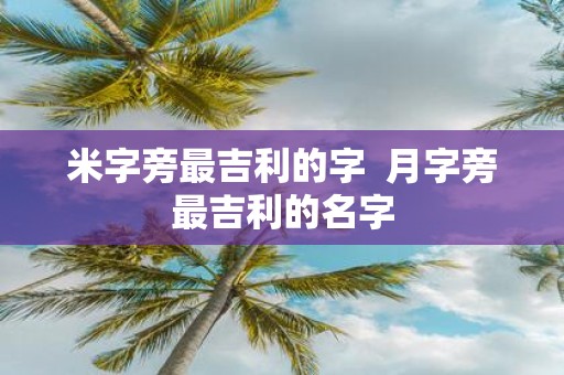 米字旁最吉利的字 月字旁最吉利的名字