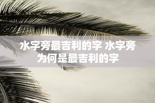 水字旁最吉利的字 水字旁为何是最吉利的字