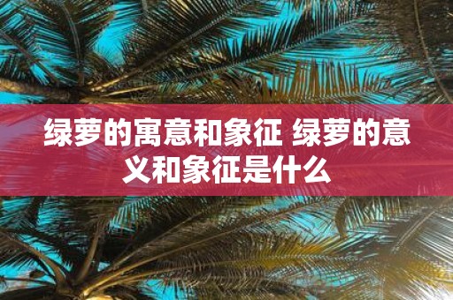 绿萝的寓意和象征 绿萝的意义和象征是什么
