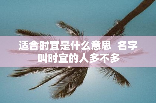 适合时宜是什么意思 名字叫时宜的人多不多