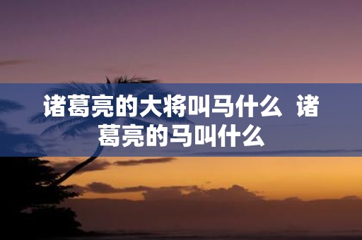 诸葛亮的大将叫马什么 诸葛亮的马叫什么