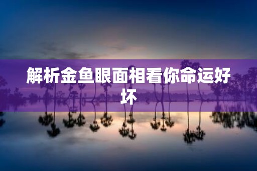 解析金鱼眼面相看你命运好坏