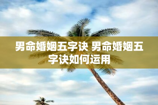 男命婚姻五字诀 男命婚姻五字诀如何运用