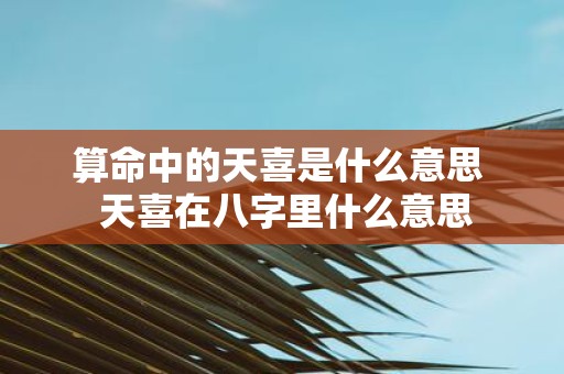 算命中的天喜是什么意思 天喜在八字里什么意思