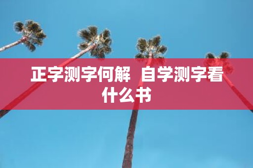 正字测字何解 自学测字看什么书