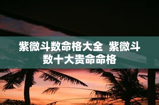 紫微斗数命格大全 紫微斗数十大贵命命格
