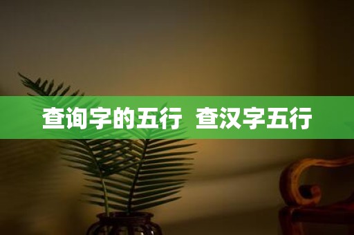 查询字的五行 查汉字五行