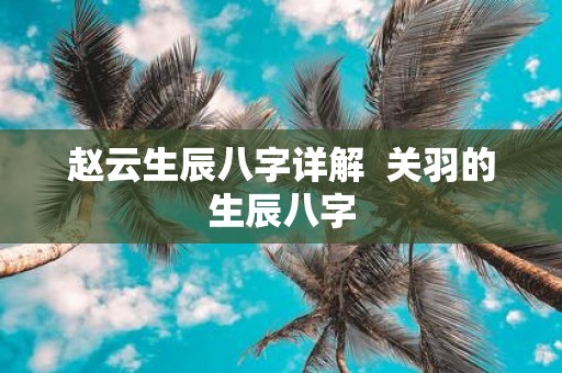 赵云生辰八字详解 关羽的生辰八字