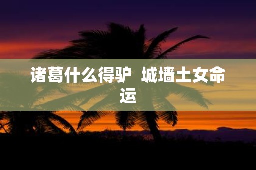 诸葛什么得驴 城墙土女命运