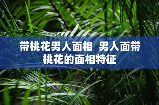 带桃花男人面相 男人面带桃花的面相特征
