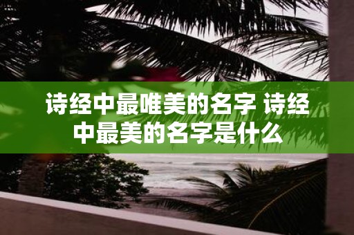 诗经中最唯美的名字 诗经中最美的名字是什么