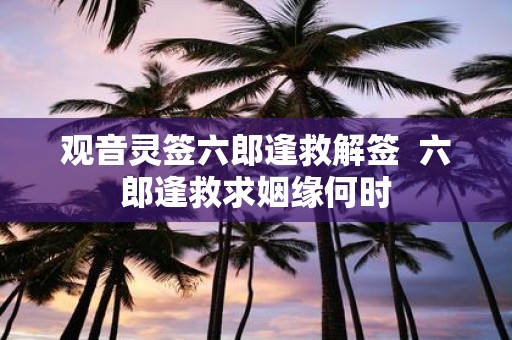 观音灵签六郎逢救解签 六郎逢救求姻缘何时