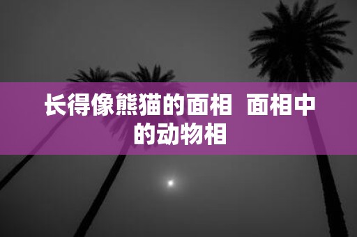长得像熊猫的面相 面相中的动物相
