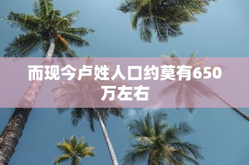 而现今卢姓人口约莫有650万左右