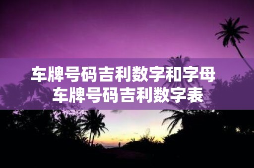 车牌号码吉利数字和字母 车牌号码吉利数字表
