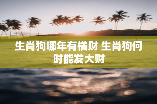 生肖狗哪年有横财 生肖狗何时能发大财
