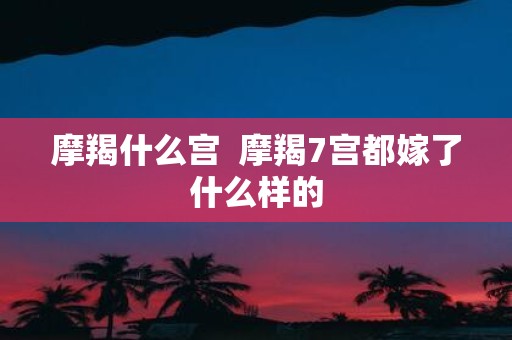 摩羯什么宫 摩羯7宫都嫁了什么样的