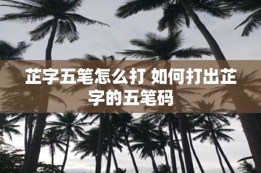芷字五笔怎么打 如何打出芷字的五笔码
