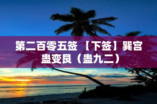 第二百零五签 【下签】巽宫 蛊变艮（蛊九二）