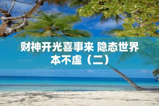 财神开光喜事来 隐态世界本不虚（二）