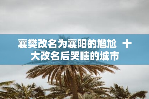 襄樊改名为襄阳的尴尬 十大改名后哭瞎的城市