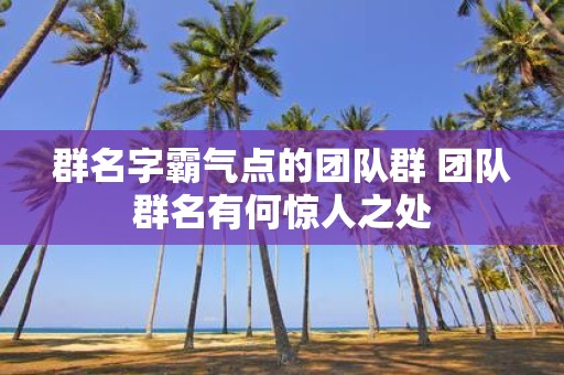 群名字霸气点的团队群 团队群名有何惊人之处