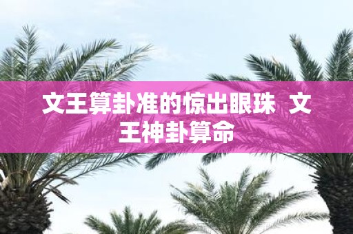 文王算卦准的惊出眼珠 文王神卦算命