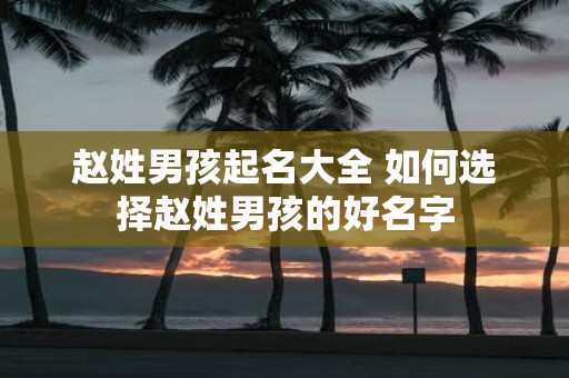 赵姓男孩起名大全 如何选择赵姓男孩的好名字