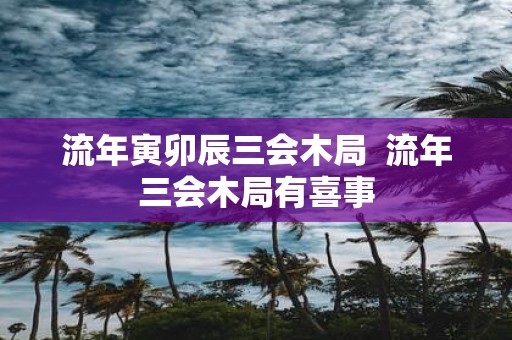 流年寅卯辰三会木局 流年三会木局有喜事