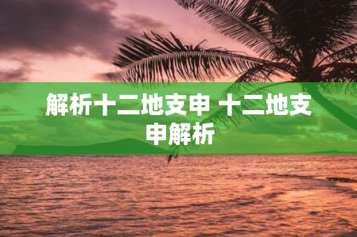 解析十二地支申 十二地支申解析