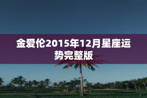 金爱伦2015年12月星座运势完整版