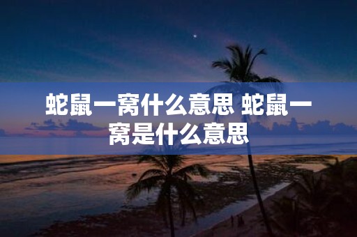 蛇鼠一窝什么意思 蛇鼠一窝是什么意思