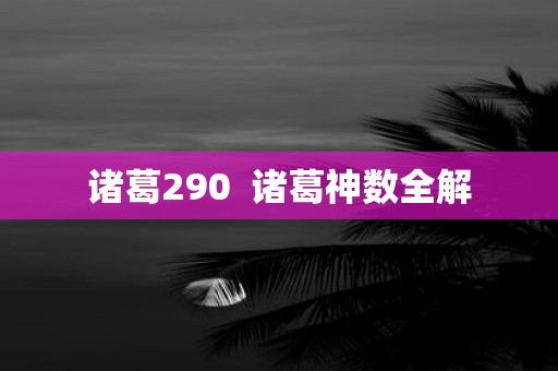 诸葛290 诸葛神数全解