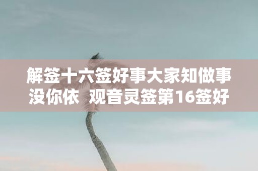 解签十六签好事大家知做事没你依 观音灵签第16签好不好
