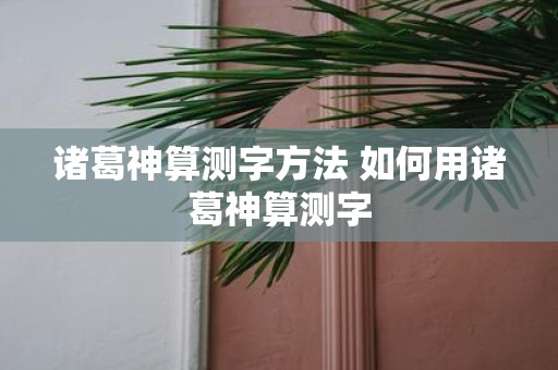 诸葛神算测字方法 如何用诸葛神算测字