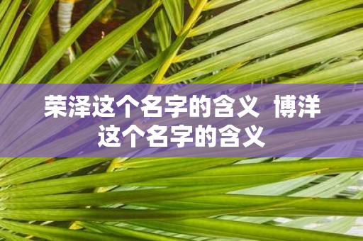 荣泽这个名字的含义 博洋这个名字的含义