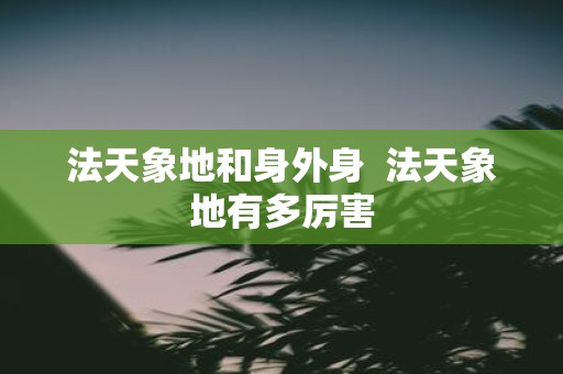 法天象地和身外身 法天象地有多厉害