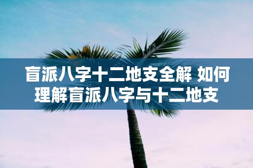 盲派八字十二地支全解 如何理解盲派八字与十二地支