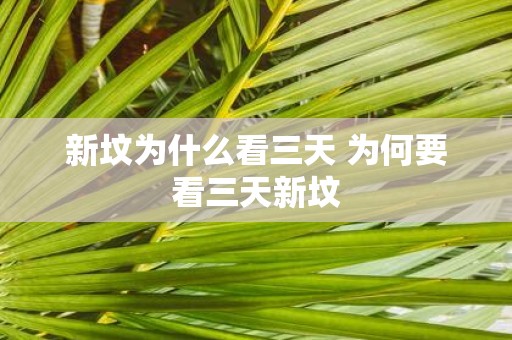 新坟为什么看三天 为何要看三天新坟