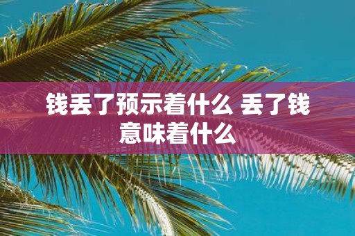 钱丢了预示着什么 丢了钱意味着什么