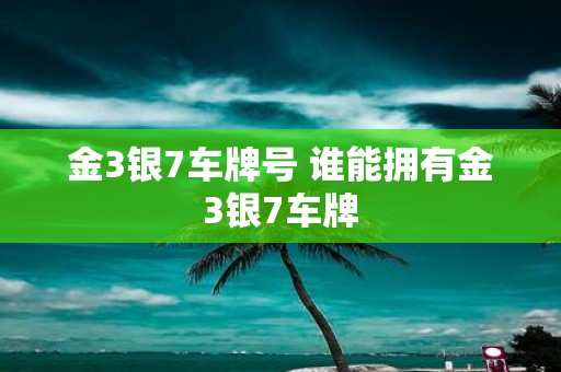 金3银7车牌号 谁能拥有金3银7车牌