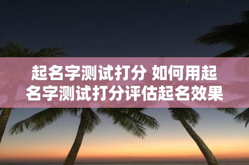起名字测试打分 如何用起名字测试打分评估起名效果