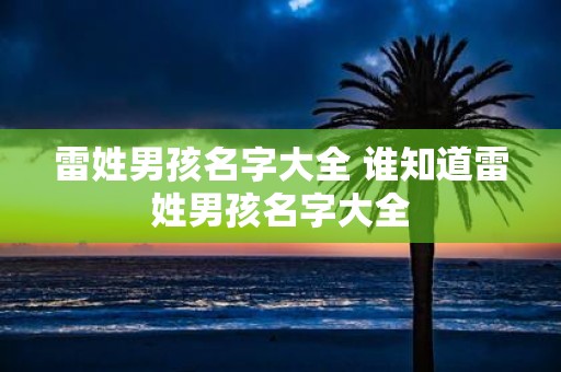 雷姓男孩名字大全 谁知道雷姓男孩名字大全